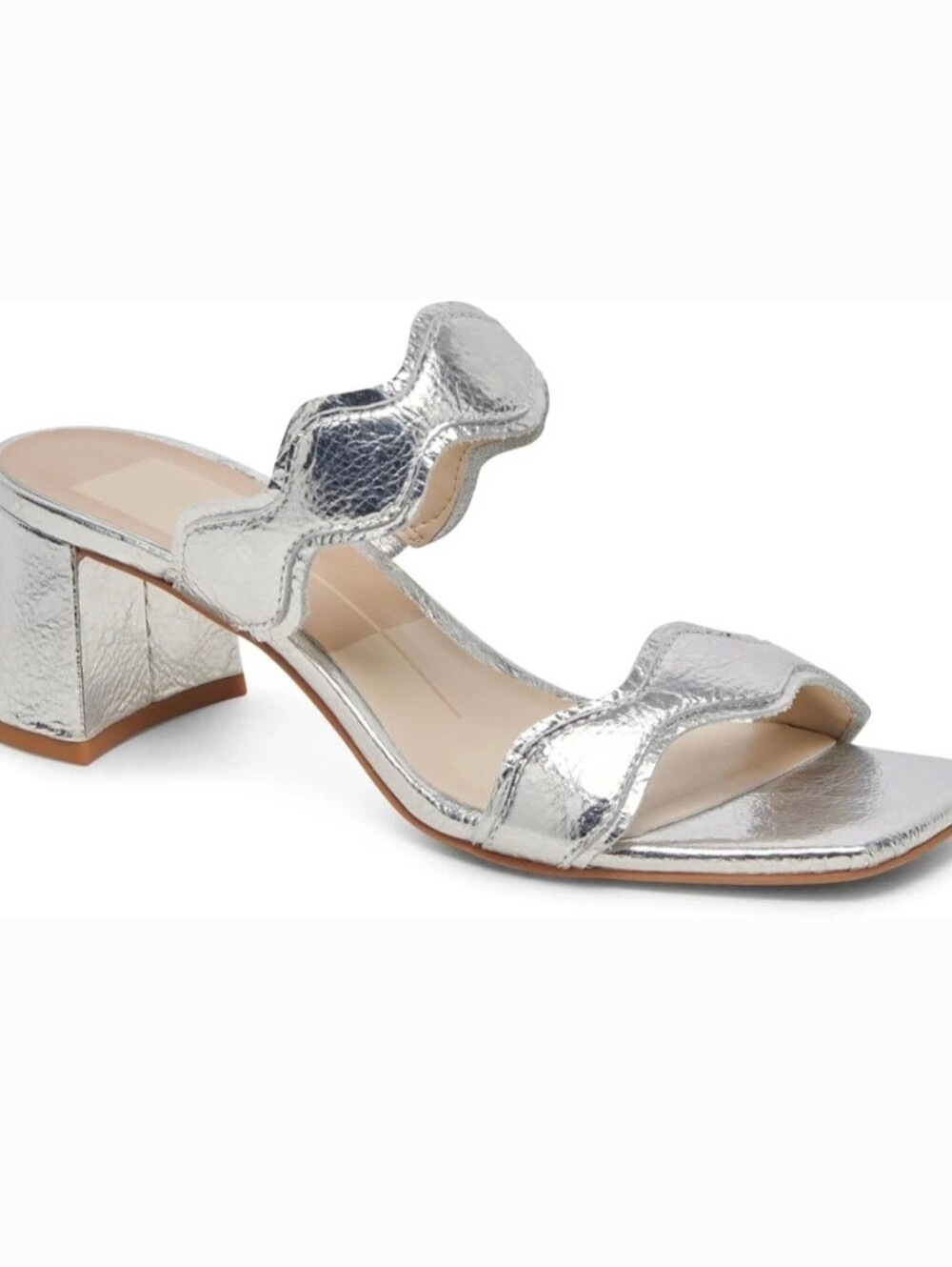 Dolce Vita Patent Leather Ilva Silver Mid Heeled Sandals